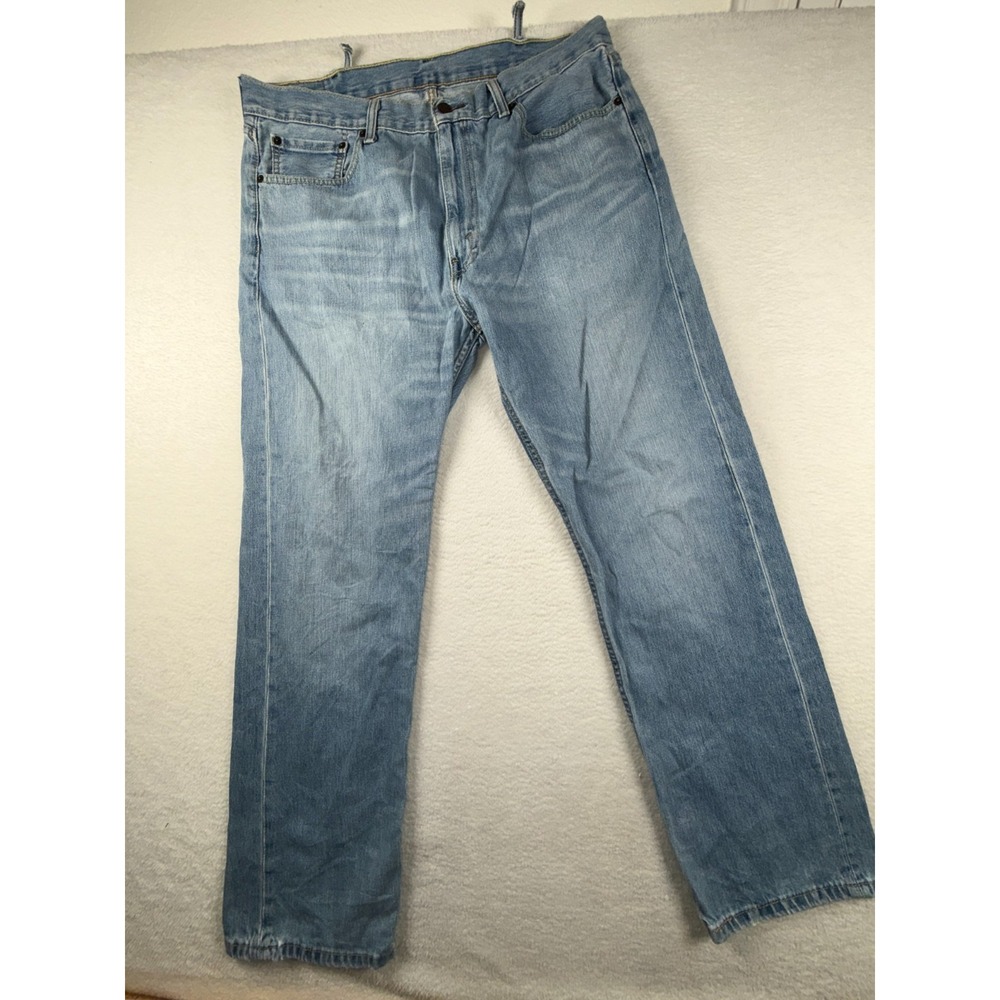 Levi's 505 Jeans Mens 38x32‎ Blue Denim Cotton Stretch Mid Rise Regular Fit